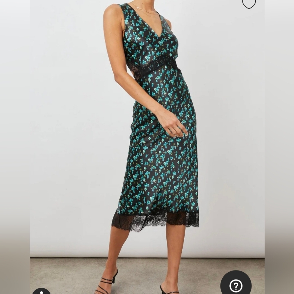 Floral Lace Trim Midi Dress Rails